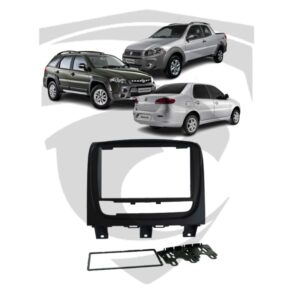 Moldura Fiat Strada / Strada Adventure / Palio Weekend / Palio Week Adventure / Siena (2013 a 2019) Preta 7" Fiamon