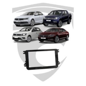 Moldura VW Gol G7 / Gol G8 / Saveiro G7 / Saveiro G8 / Jetta / Amarok / New Beetle / Passat / Variant / Tiguan (2007 a 2010) Black Piano 7" Fiamon