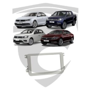 Moldura VW Gol G7 / Gol G8 / Saveiro G7 / Saveiro G8 / Jetta / Amarok / New Beetle / Passat / Variant / Tiguan (2007 a 2010) Prata 7" Fiamon
