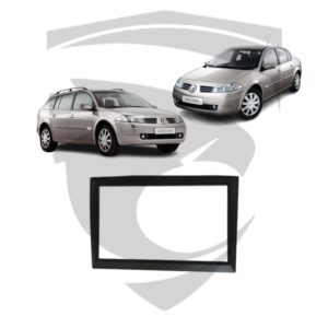 Moldura Renault Megane (2006 a 2012) c/ Suporte Preta 7" Padrão Japonês Fiamon
