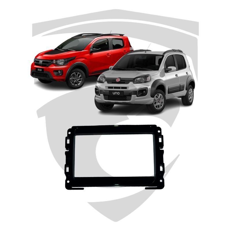 Moldura Fiat Mobi Completo / Uno Completo (2015 a 2021) Preta 7" Padrão Japonês Fiamon