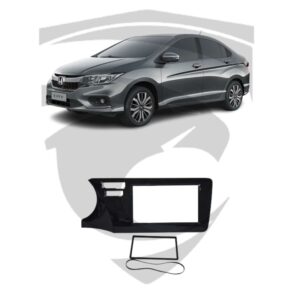 Moldura Honda City (2015 a 2021) c/ Botão Air Bag Duplo Black Piano 7" Fiamon