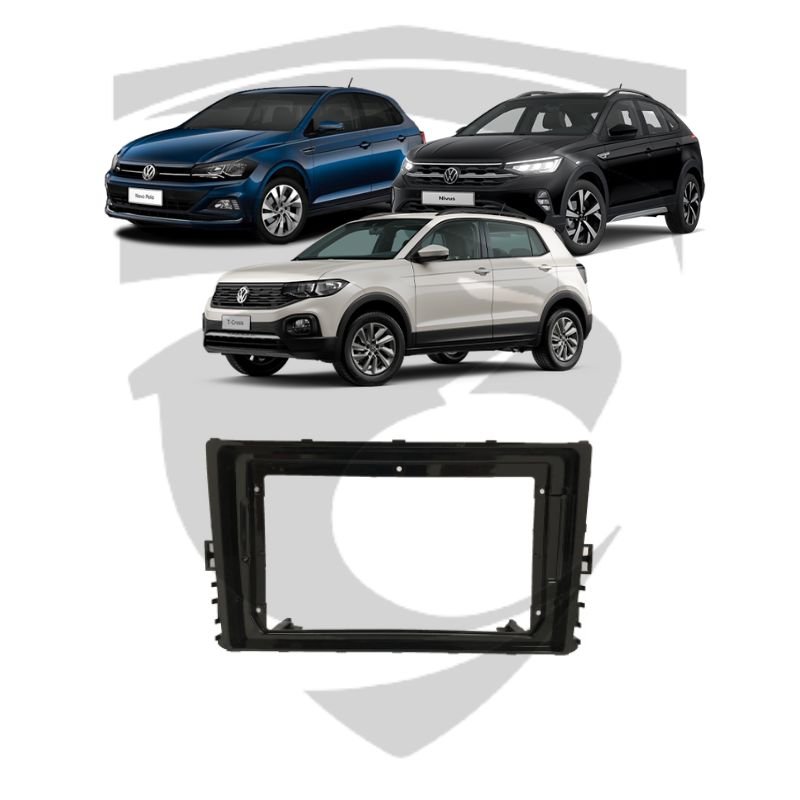 Moldura VW Novo Polo, Virtus, T-Cross e Nivus Black Piano 9" Fiamon