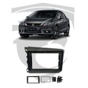 Moldura Honda Civic G9 (2012 a 2016) Grafite Original 9" c/ Adaptador 7" Fiamon