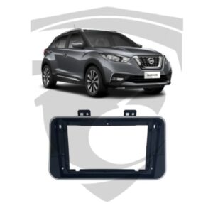 Moldura Nissan Kicks Sense (2016 a 2021) Black Piano c/ Friso Prata 9" Fiamon