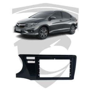 Moldura Honda City (2015 a 2021) c/ Botão Air Bag Duplo Black Piano 9" Flutuante Fiamon