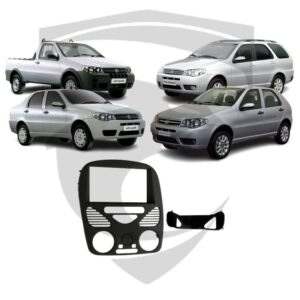 Moldura Fiat Palio Fire G2 / Siena 1.0 Fire / Strada 1.4 MPI Fire (2002 a 2014) Sem Ar Preta 7" Fiamon