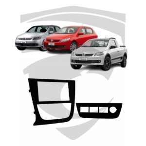 Moldura VW Gol G5 / Saveiro / Voyage c/ Suporte 4 Botões Preta 7" Fiamon