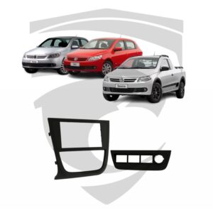 Moldura VW Gol G5 / Saveiro / Voyage c/ Suporte 4 Botões Grafite 7" Fiamon