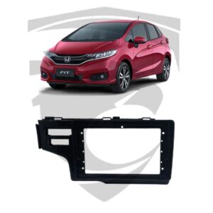 Moldura Honda Fit G3 (2015 a 2021) / WR-V (2017 a 2022) c/ Botão Air Bag Duplo Flutuante 9" Black Piano Fiamon