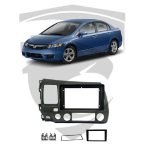 Moldura Honda New Civic G8 (2007 a 2011) Grafite Original 9" c/ Adaptador 7"  Fiamon