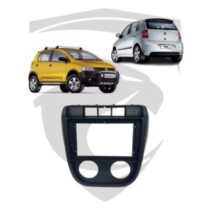 Moldura VW Fox / Crossfox G1 (2003 a 2009) Preta 9" c/ Adaptador 7" Fiamon
