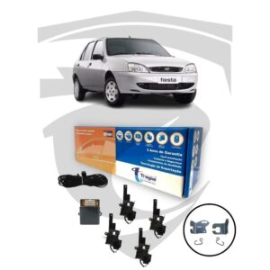 Kit Trava Elétrica Dedicada Ford Fiesta Street c/ Fechadura Elétrica 4 Portas FDE4MN Tragial
