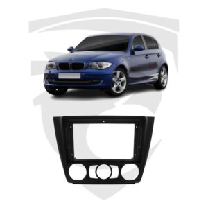 Moldura BMW Série 1 (2007 a 2011) c/ Ar Analógico Preta 9" Expex