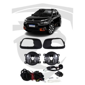 Kit Farol de Milha Citroen C4 Cactus (2019 a 2024) c/ Moldura Preta Shocklight