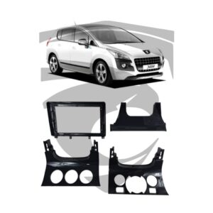Moldura Peugeot 3008 (2013 a 2015) Ar Digital ou Analógico Black Piano 9" Uppertech
