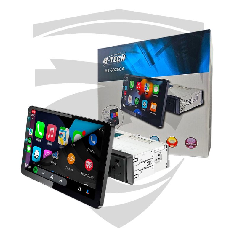 Multimídia 1DIN 10" Android HT-8025CA com Tela Rotativa | Apple Carplay e Android Auto sem fio | 2GB RAM | 32GB de Memória H-Tech