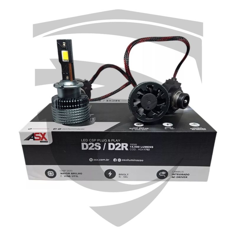 Ultra LED D2S e D2R 14000LM 6000K 100W ASX - Imagem 2