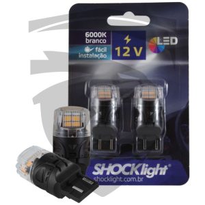 Lâmpada LED T20 2 Polos com 16 LEDs Laranja 12V Shocklight