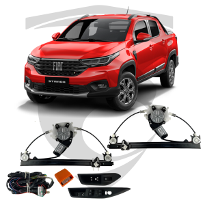 Kit Vidro Elétrico Fiat Nova Strada 2021 em diante com Moldura Original 4 Portas Traseiro Tragial