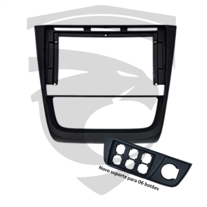 Moldura VW Gol, Saveiro e Voyage G6 Com Suporte Para 6 Botões 9" Black Piano Fiamon