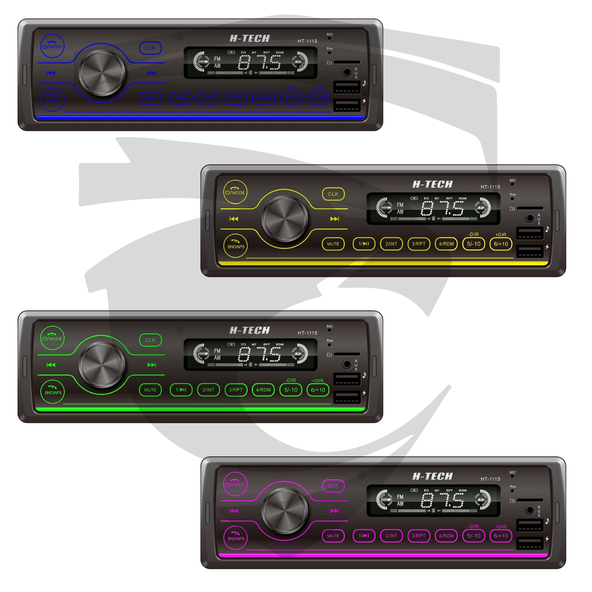 Rádio Automotivo MP3 HT-1115 com Bluetooth | RGB | USB | SD Card | Controle Remoto H-Tech - Imagem 2