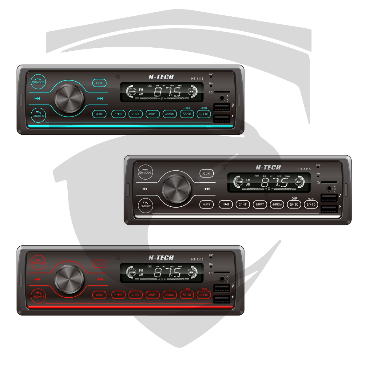 Rádio Automotivo MP3 HT-1115 com Bluetooth | RGB | USB | SD Card | Controle Remoto H-Tech - Imagem 3