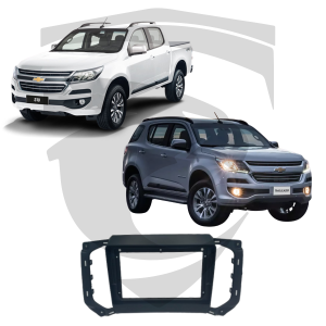 Moldura GM S10 / Trailblazer 2016 em diante Preta 9" c/ Adaptador p/ 7" Fiamon