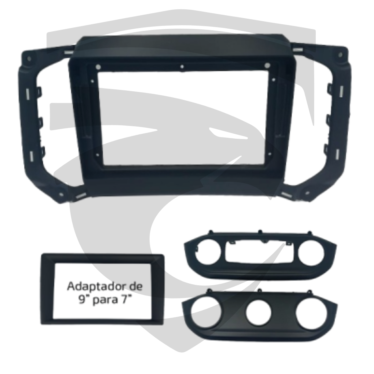 Moldura GM S10 / Trailblazer 2016 em diante Preta 9" c/ Adaptador p/ 7" Fiamon - Imagem 2