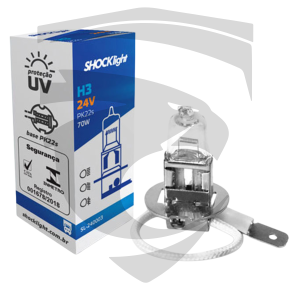 Lâmpada Halógena H3 3200K 70W 24V Shocklight