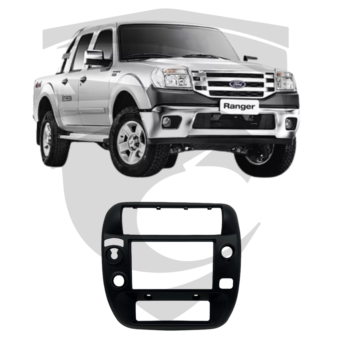 Moldura Ford Ranger 2001 a 2012 Preta 7" Fiamon