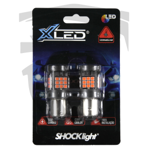 Lâmpada XLED 1157 2 Polos com Canbus 36 Leds Vermelho 12V Shocklight